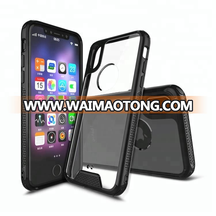 Best selling PC transparent TPU bumper shockproof cell phone case for iphone x 8 7 6 plus acrylic phone case