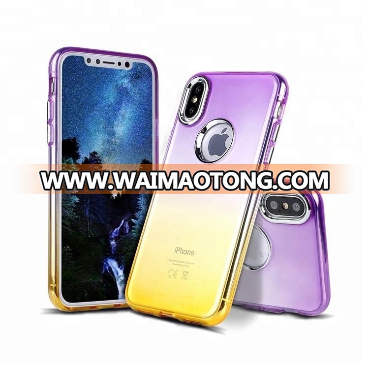 2018 amazon trending products mobile phone accessory Metal bond double color gradient case for iphone x